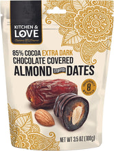 Load image into Gallery viewer, Kitchen & Love - 85% Extra Dark Chocolate Covered Almonds Dates