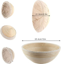 Load image into Gallery viewer, Round Loaf Bread Proving Basket with liner, Large 10&quot;
