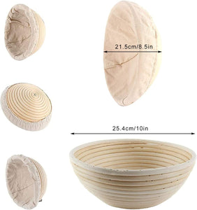 Round Loaf Bread Proving Basket with liner, Large 10"