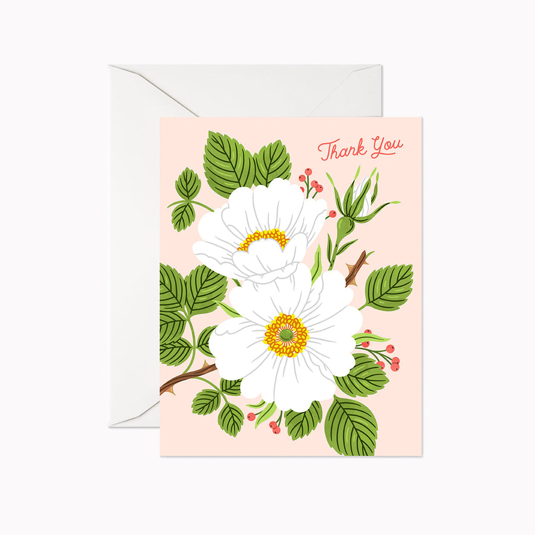 Garden Rose Thank You Greeting Card