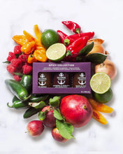 Load image into Gallery viewer, Saltspring Kitchen Co - Trio Spicy- Peach &amp; Pepper Spicy Pepper, Raspberry &amp; Habanero Spicy Pepper, Hot Mango Spicy Pepper
