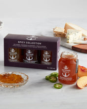 Load image into Gallery viewer, Saltspring Kitchen Co - Trio Spicy- Peach &amp; Pepper Spicy Pepper, Raspberry &amp; Habanero Spicy Pepper, Hot Mango Spicy Pepper
