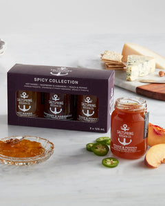 Saltspring Kitchen Co - Trio Spicy- Peach & Pepper Spicy Pepper, Raspberry & Habanero Spicy Pepper, Hot Mango Spicy Pepper