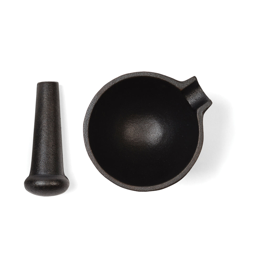 Cast Iron Mortar and Pestle, black, 4