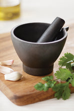Load image into Gallery viewer, Cast Iron Mortar and Pestle, black, 4&quot;

