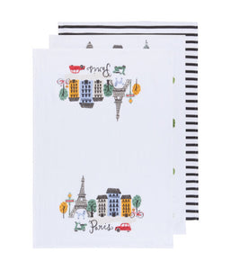 Dishtowels Floursack Tea Towel -Meet Me In Paris Set/3