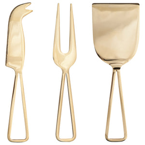 Cheese Knives, Set of 3 - Gold