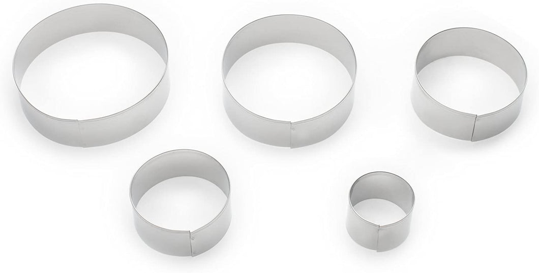 Cookie Cutters, 5-Piece Set - Round Shaped, stainless steel