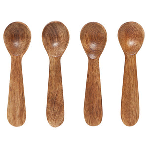 Mango Wood Mini Spoons Set of 4 curved